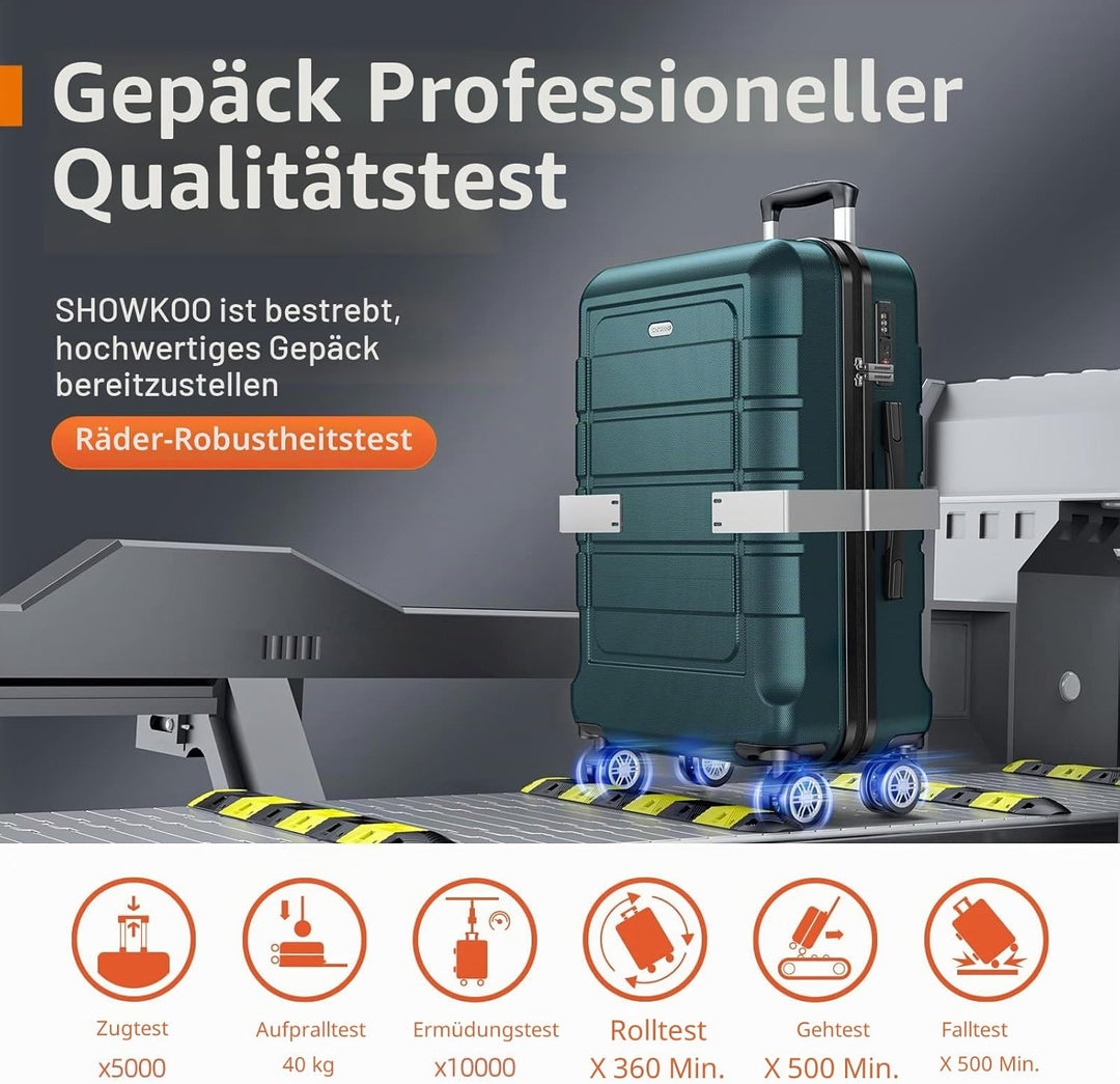 SHOWKOO Kofferset 2 Teilig Hartschale Leicht ABS+PC Erweiterbar Reisekoffer Haltbar Trolley Handgepä