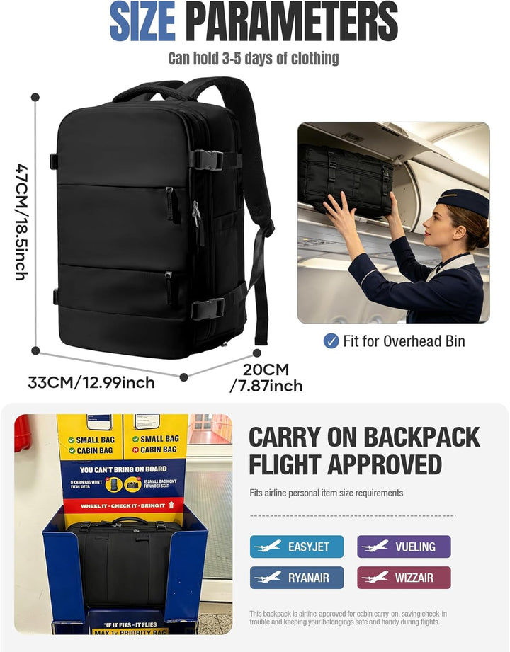 SZSYCN Handgepäck Rucksack 40x20x25 Ryanair Reiserucksack Damen Handgepäck flugzeug Easyjet 45x36x20