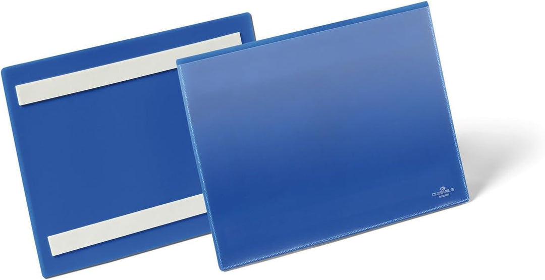 Durable Selbstklebende Kennzeichnungstasche, für Dokumente in A5 quer, Packung à 50 Stück, dunkelbla