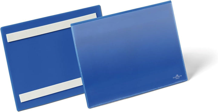 Durable Selbstklebende Kennzeichnungstasche, für Dokumente in A5 quer, Packung à 50 Stück, dunkelbla