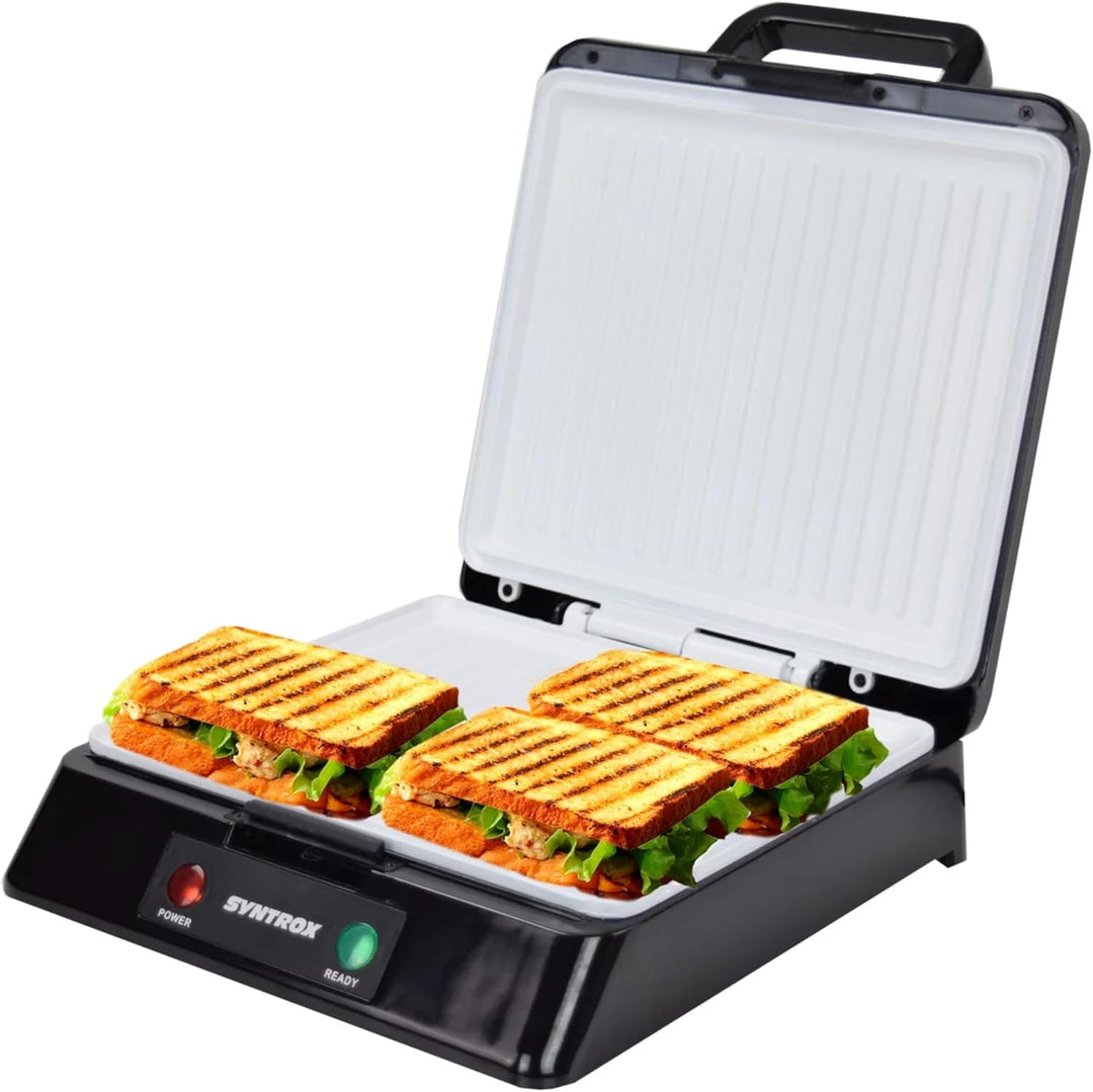 Syntrox Germany Kontaktgrill Plovas mit XXL Keramik Grillplatten und Thermostat 100° aufklappbar, 20