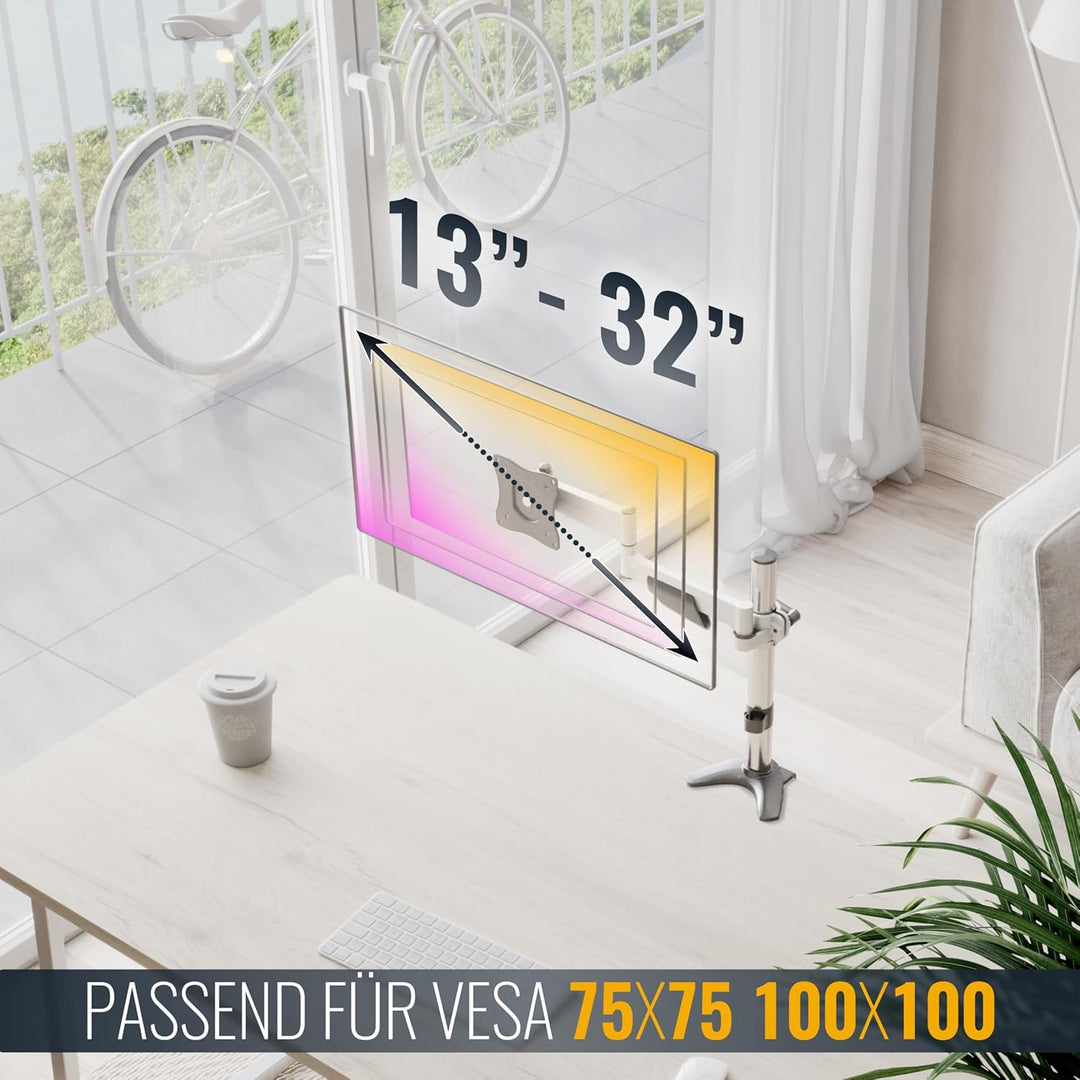 RICOO Monitor Halterung Tisch, VESA Tischhalterung für 13-30 Zoll, Monitorhalterung 1 Monitor Arm TS