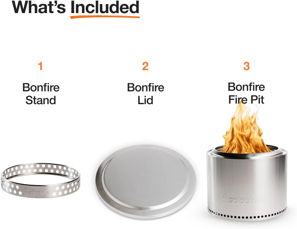 Solo Stove Feuerschale Bonfire Essential Set 2.0 | Inkl. Feuerstelle, Standfuss, Deckel, Mobile Feue