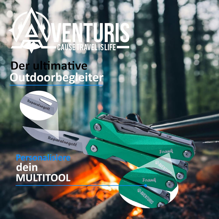 AVENTURIS® Multitool PEROSNALISIERT. Tolles Multifunktionswerkzeug als Fahrrad zubehör oder Outdoor