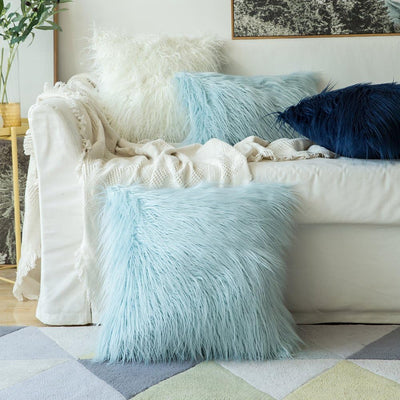 MIULEE 2er Set Kissenbezüge Zierkissen Kuschelkissen Kunstfell Flauschig Fellkissen Dekokissen Sofak