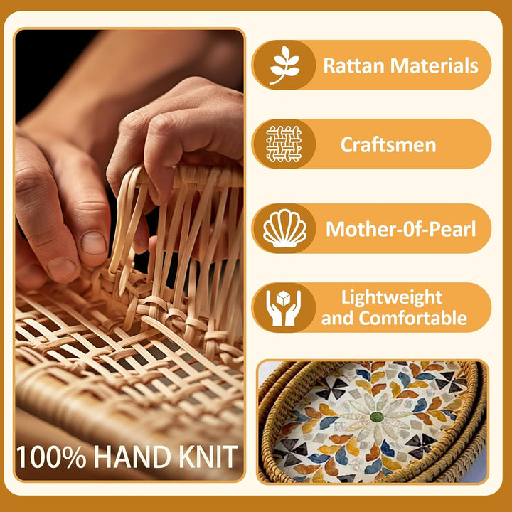 Joyeee Ovale Rattan-Tablett-Schalen, 2 Stück, Rattan-Aufbewahrungsschalen, dekorativer Weidenkorb zu