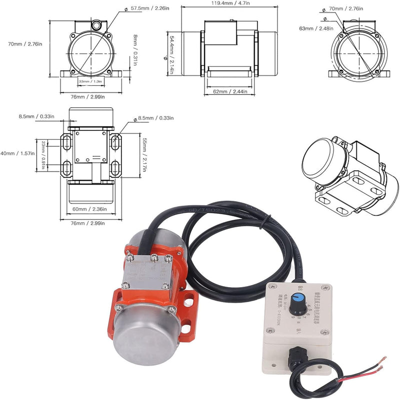 Sorandy 30W 4000U/min DC 12V/24V Betonrüttler Vibrationsmotor, IP65 Wasserdicht 50Hz Bürstenlos Elek