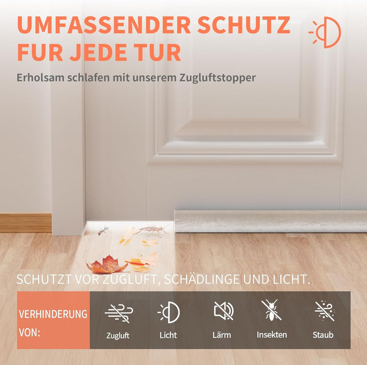 BKSAI Zugluftstopper für Türen Rückstandlos Türdichtung Haustür 60-110CM Windstopper Kälteschutz Sch