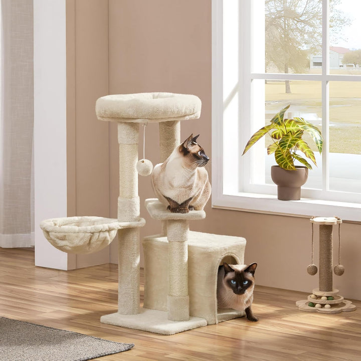 Yaheetech Kratzbaum 87 cm Katzenbaum Kletterbaum, mit Aussichtsplattform Liegemulde Katzenhöhle Sisa