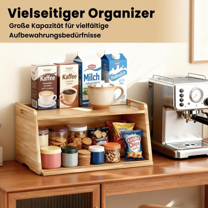 LEMIKKLE Bambus-Brotbox mit Schneidebrett – Brotaufbewahrungsbox, um die Frische der Lebensmittel zu