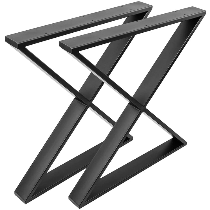 PrimeMatik - Tischbeine in 'X' aus Stahl 680 x 80 x 710 mm 2-Pack mit horizontaler Basis