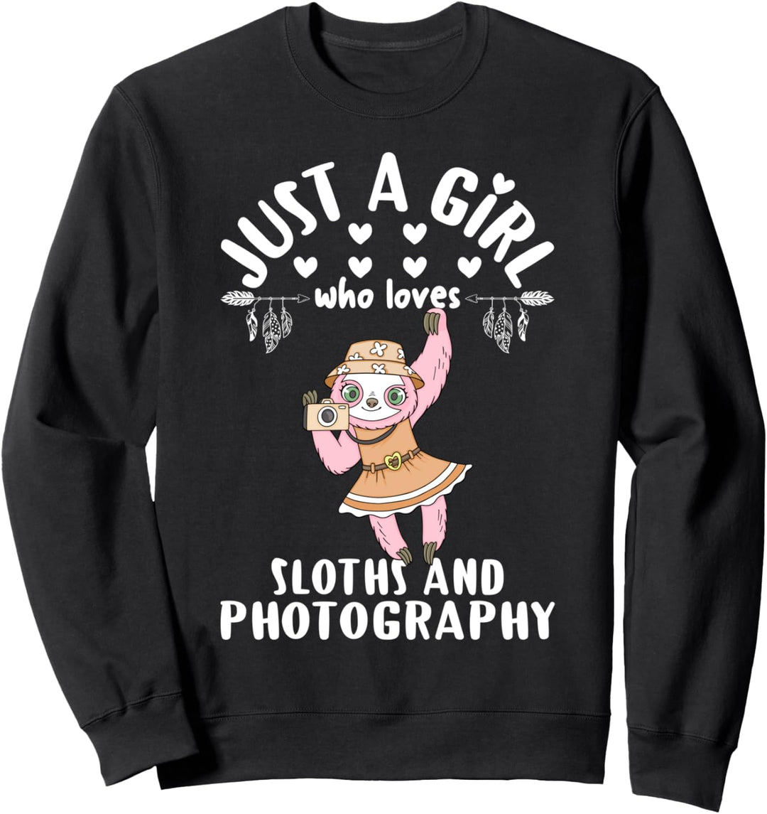 Just A Girl Who Loves Sloths Photography Girls Sloth Gift Sweatshirt