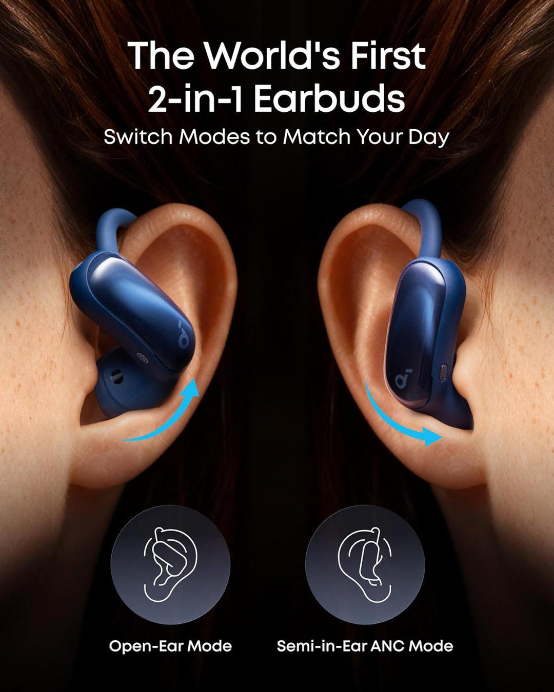 soundcore AeroFit 2 Pro by Anker, erste Kopfhörer mit 2 Tragemodi, 2-in-1 Open-Ear Kopfhörer & Semi-