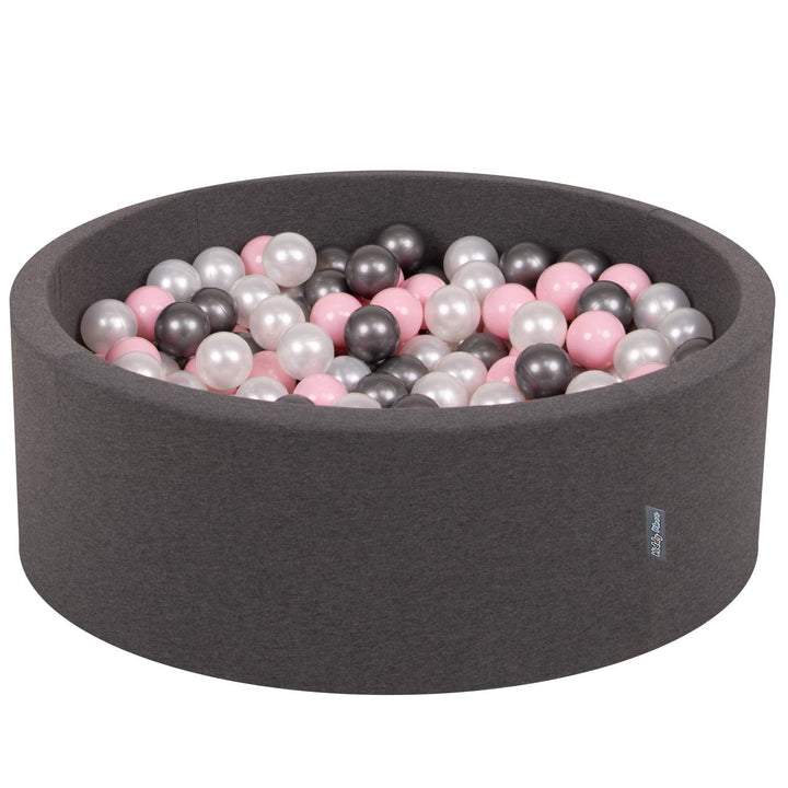 KiddyMoon Bällebad 90X30cm/300 Bälle ∅ 7Cm Bällepool Mit Bunten Bällen Für Babys Kinder Rund, Dunkel