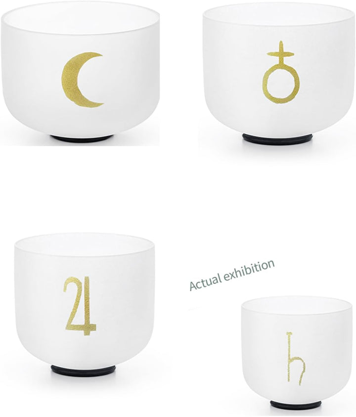 Hye-eun Planetarisch 432hz Kristall Klangschalen Set, 7-12 Zoll Klangschale 7er Set Crystal Singing