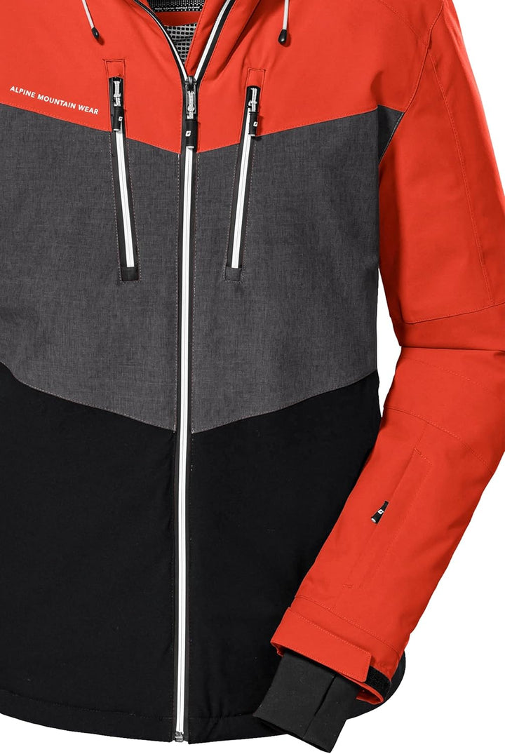 killtec Men's Ski Functional Jacket with Zip-Off Hood and Snow Guard XL dunkelorange, XL dunkelorang