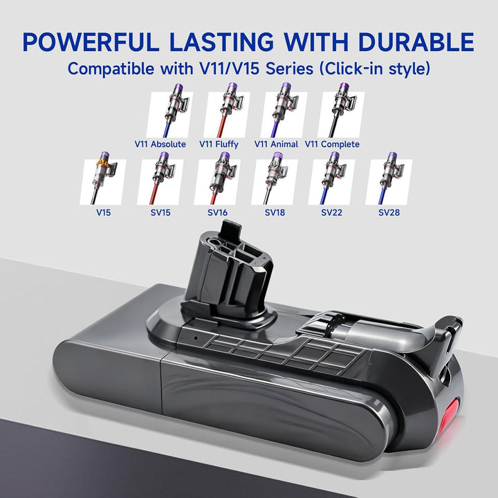V11 Akku 3960mAh für Dyson V11 V15, SV15, SV16, SV22, SV28, SV29, SV47, Kompatibel mit Outsize/Absol