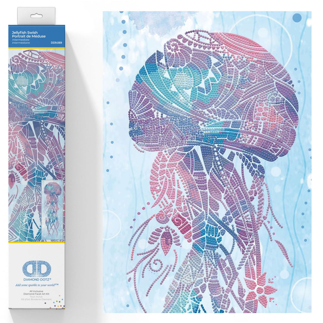 DIAMOND DOTZ 2592644 Original 5D Diamond Painting Set, Qualle, DIY Diamant-Malerei-Kit mit runden Gl