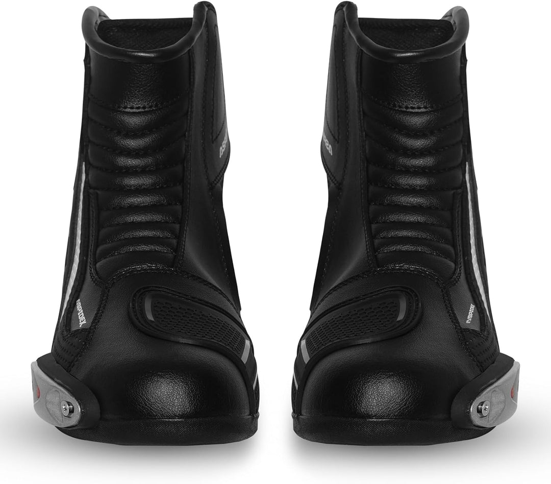 Herren Motorradstiefel Leder Motorrad Stiefel Sport Motorrad Schuhe mit schwarzer Gummisohle Stiefel