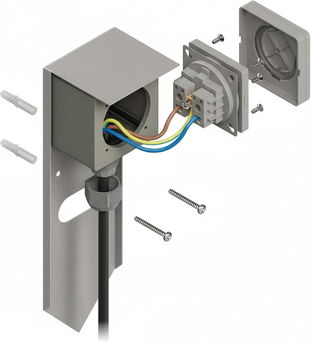 ledscom.de 2 Stück Garten Steckdosensäule PIWI mit Erdspiess für aussen, IP44, 1-fach, Edelstahl, ed