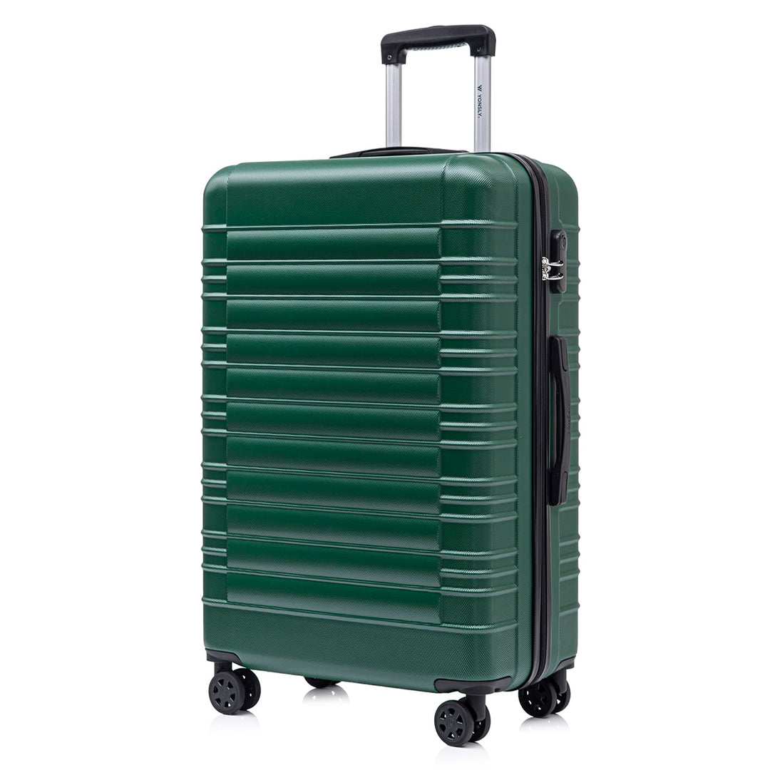 Koffer Suitcase XL Dunkelgrün, Trolley Reisekoffer, Rollkoffer Handgepäck mit 4 Rollen 360°, Hartsch