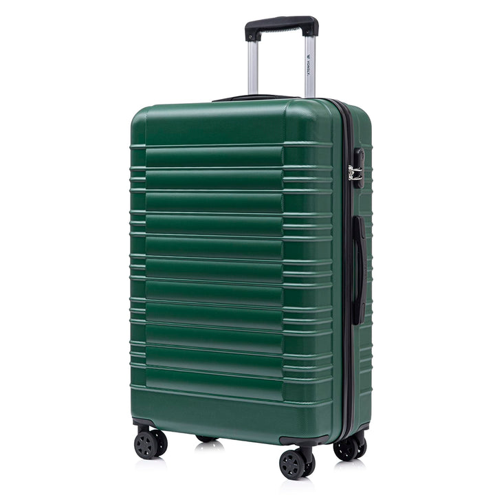 Koffer Suitcase XL Dunkelgrün, Trolley Reisekoffer, Rollkoffer Handgepäck mit 4 Rollen 360°, Hartsch