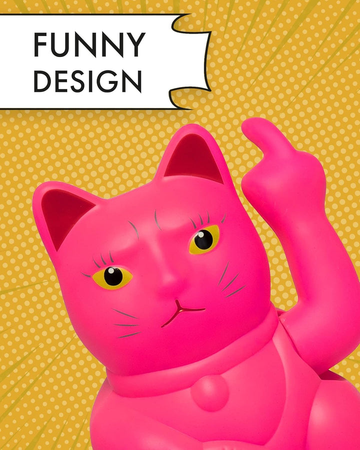 ANGRY CAT - Winkekatze Lucky CAT - Lustige winkende Katze - japanische Winkkatze mit Stinkefinger -