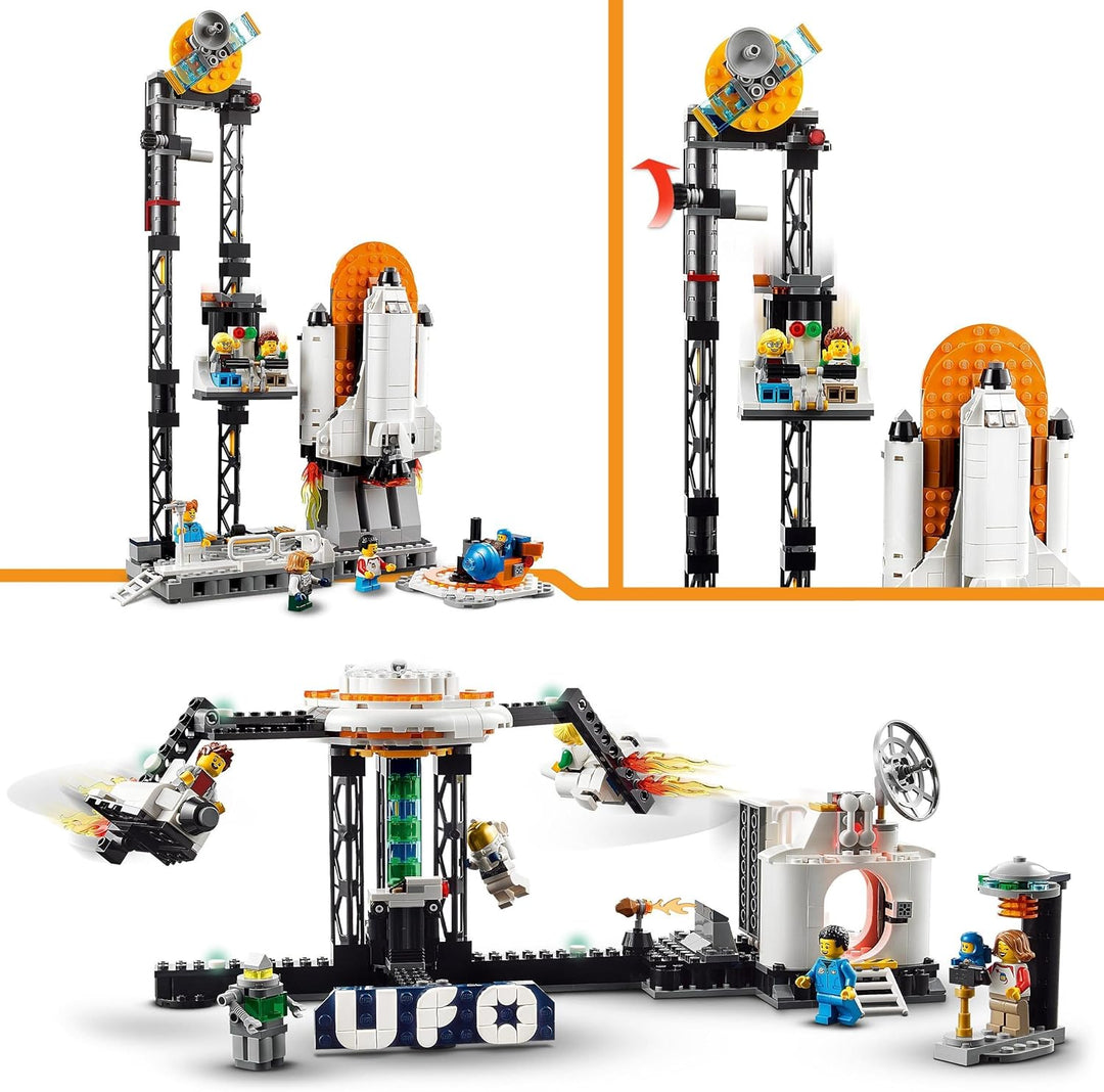 LEGO 31142 Creator 3-in-1 Weltraum-Achterbahn, Bausatz Einer Spielzeug-Kirmes mit funktionierenden W
