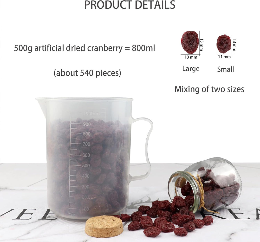 Künstliche getrocknete Cranberry 500g (540Pcs) gefälschte getrocknete Früchte für Home Kitchen Table