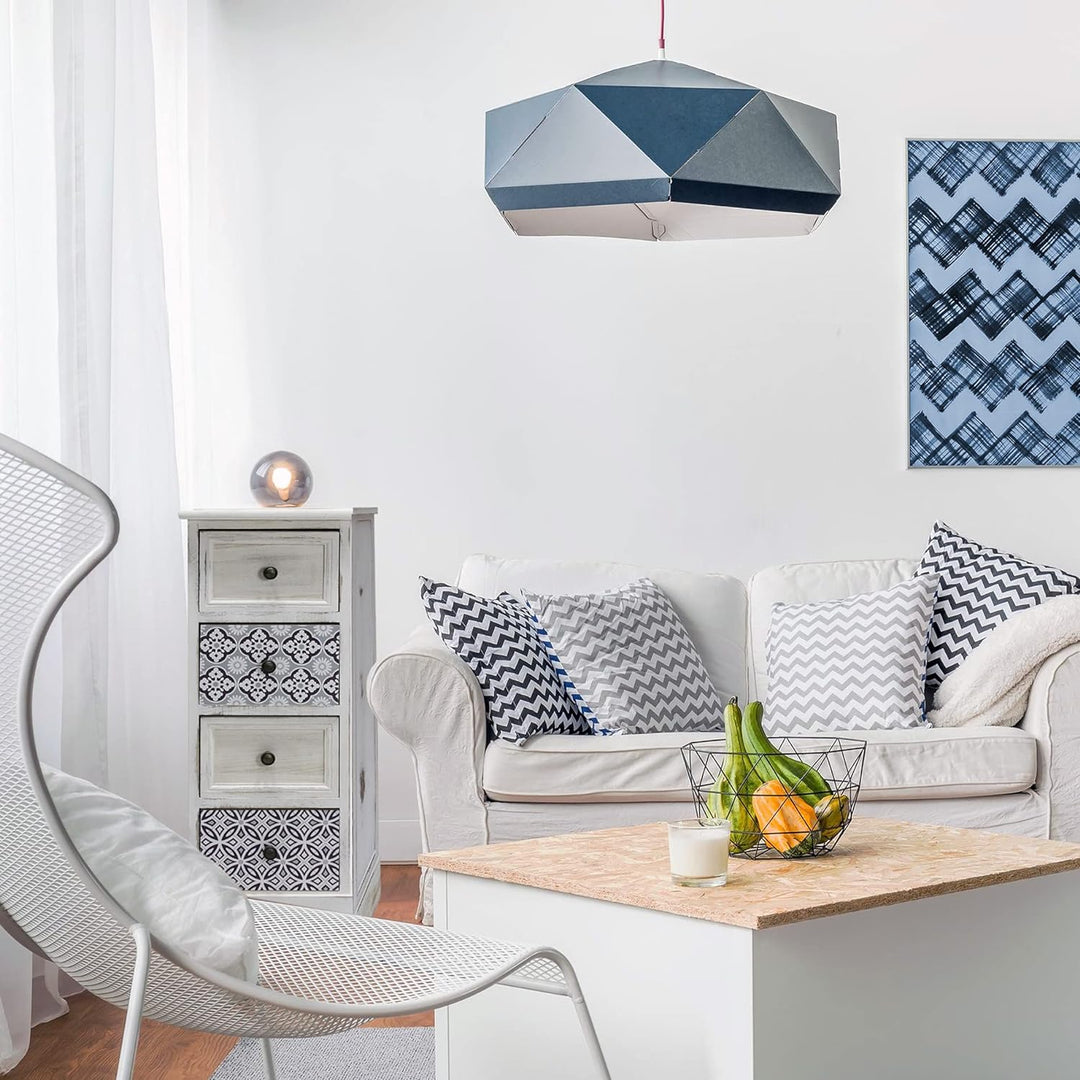Rebecca Mobili Zusammengebaute Kommode mit Schubfächern, Schmaler Nachttisch MDF Holz, Weiss Grau, 4