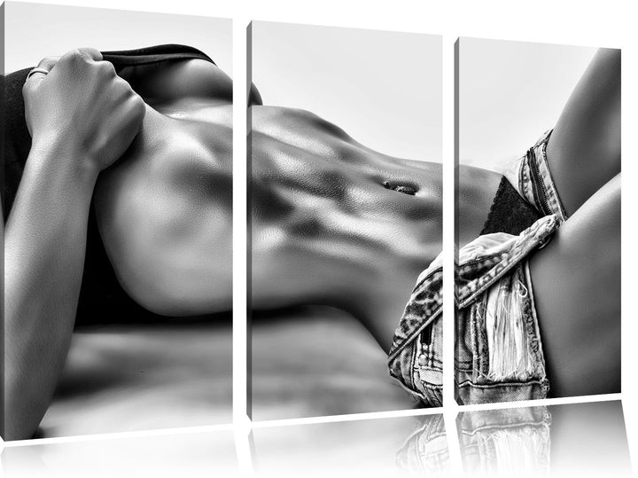 Pixxprint Sexy Frau mit schönem Körper als Leinwandbild/Grösse: 3 Teilig (120x80 cm) cm/Wandbild/Kun