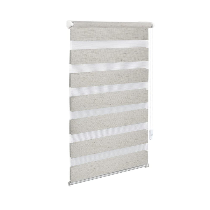OBdeco Doppelrollo Duo Rollo Klemmfix ohne Bohren B100cm x H130cm(Stoffbreite 96 cm) Leinen für Fens