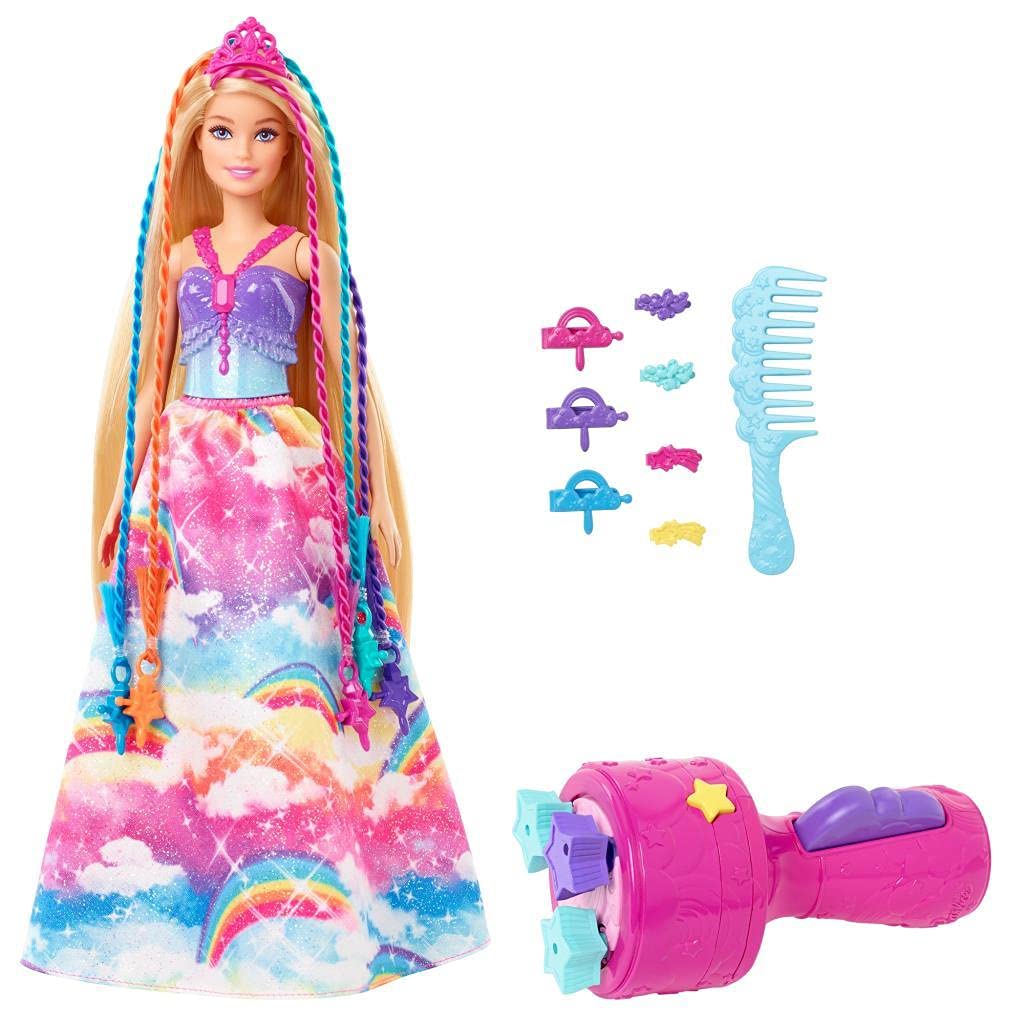 Barbie GTG00 - Dreamtopia Flechtspass Prinzessin Haarstyling Puppe mit Zubehör, Geschenk für Kinder