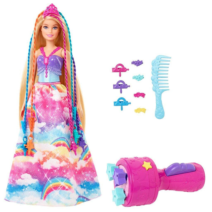 Barbie GTG00 - Dreamtopia Flechtspass Prinzessin Haarstyling Puppe mit Zubehör, Geschenk für Kinder