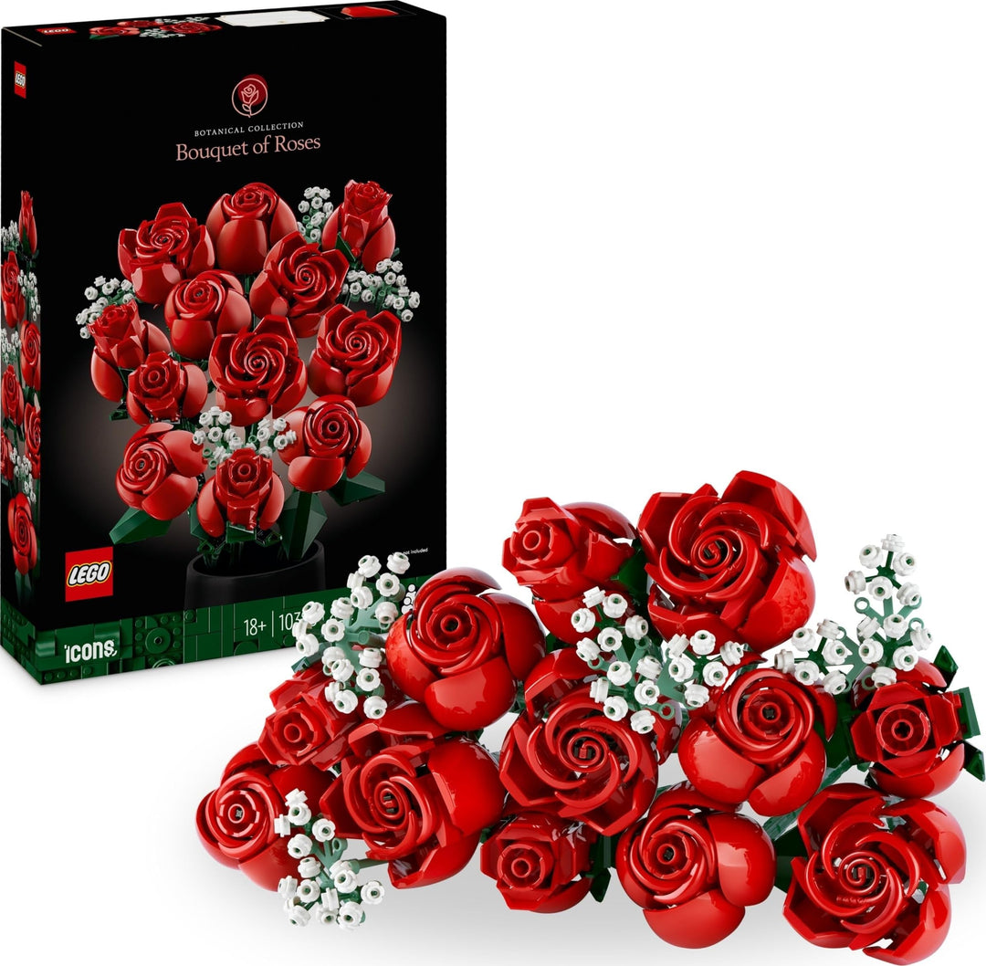 Lego Icons Rosenstrauss, Kunstblumen als Zimmer-Deko, Botanical Collection Set für Erwachsene, Valen