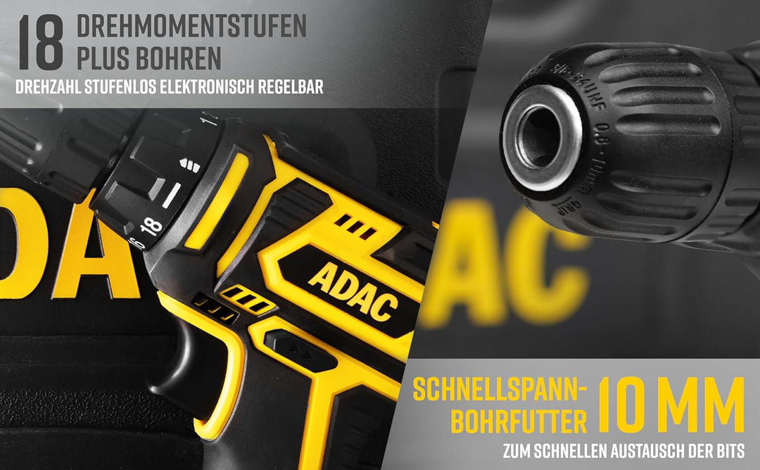 ADAC M17692 20V Akku-Bohrschrauber im Koffer mit Zubehör