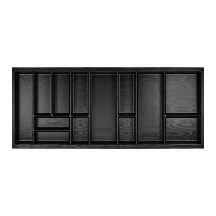 Orga-Box Junker Slim Besteckeinsatz 1125 x 476 mm Lavagrau mit Perlstruktur für 120er Schränke Küche