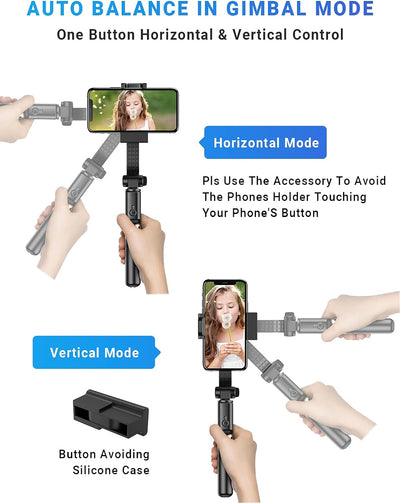 APEXEL Handy Gimbal Bluetooth Selfie Stick mit Stativ und Fernauslöser - Handy Stabilisator für iPho