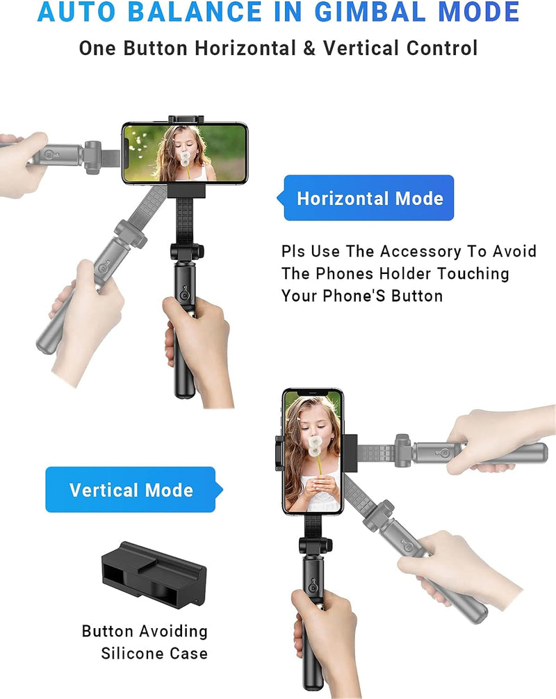 APEXEL Handy Gimbal Bluetooth Selfie Stick mit Stativ und Fernauslöser - Handy Stabilisator für iPho