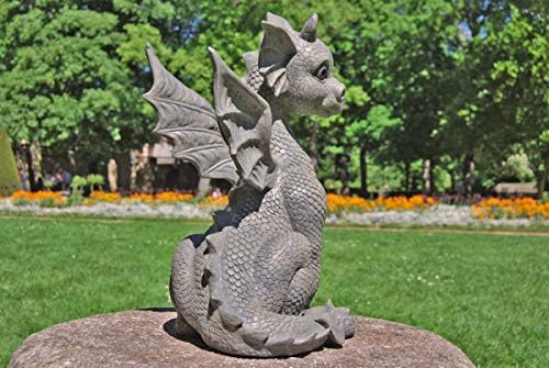 MC Gartenfigur Gartendrache - Modell sitzend XL - Fantasy Figur Deko Drache Garten