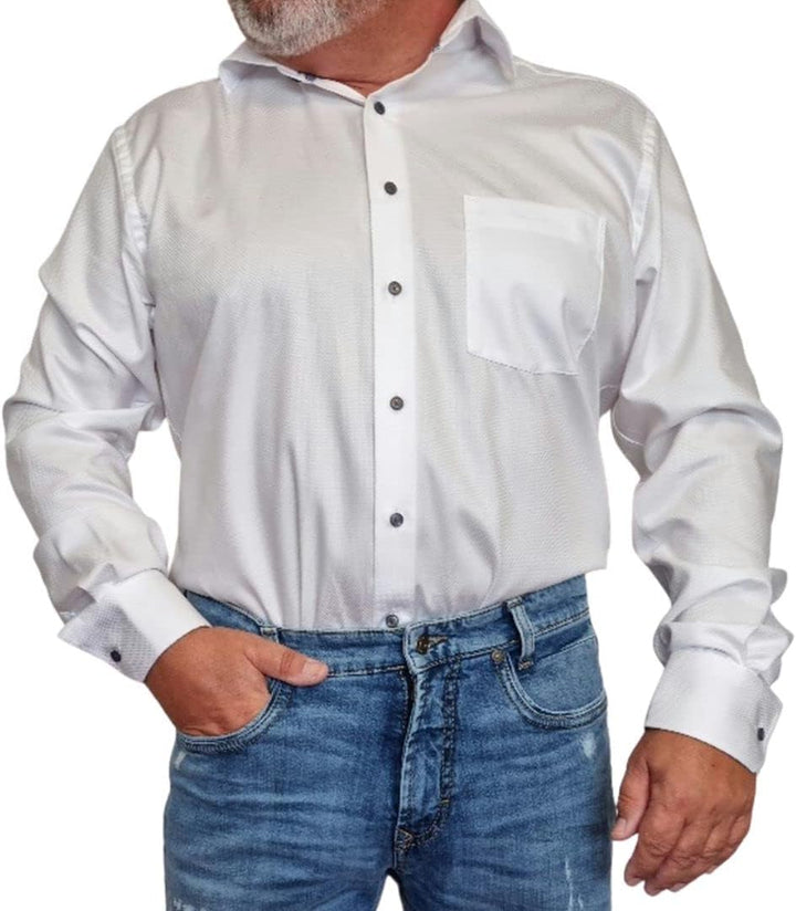 ETERNA Herren Struktur-Hemd MODERN FIT 39 Weiss, 39 Weiss