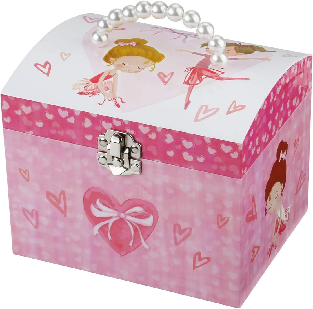 Kuppelförmige Musik-Schmuckschatulle mit Perlengriff und Spieluhr mit tanzender Ballerina für Mädche