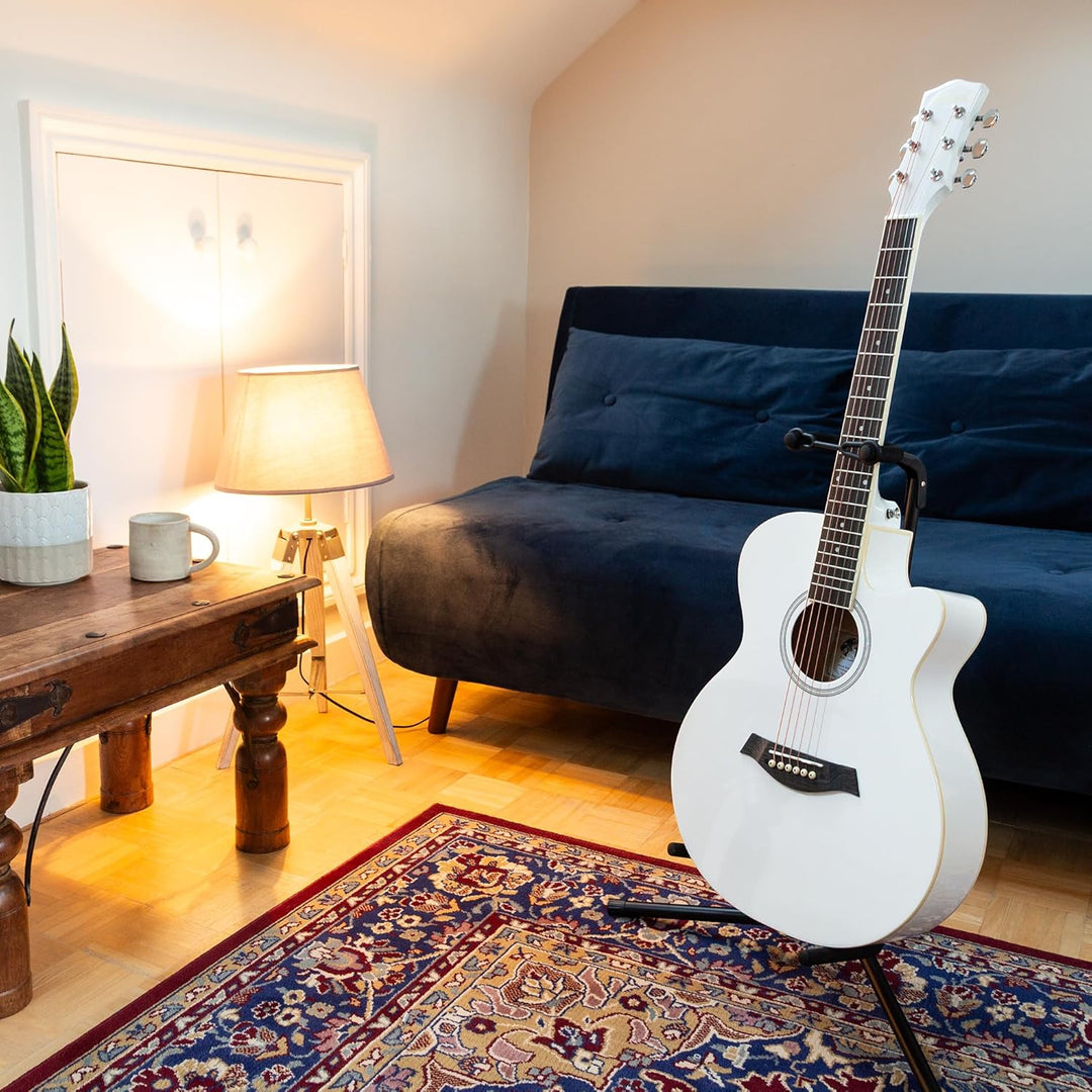 TIGER ACG1-WH Small Body Akustikgitarre, mit Stahlsaiten bespannte Akustikgitarre für Anfänger, Weis