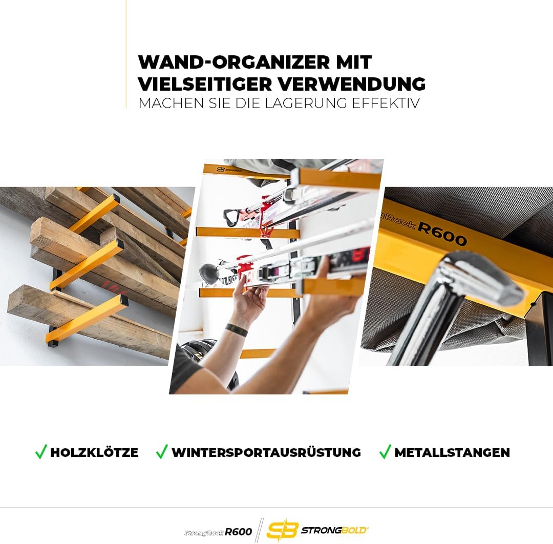 StrongRack R600 Schwerlastregal ⏐ Aufbewahrung Regal und Garage Organizer mit 6 Ebenen ⏐ Wandhalteru