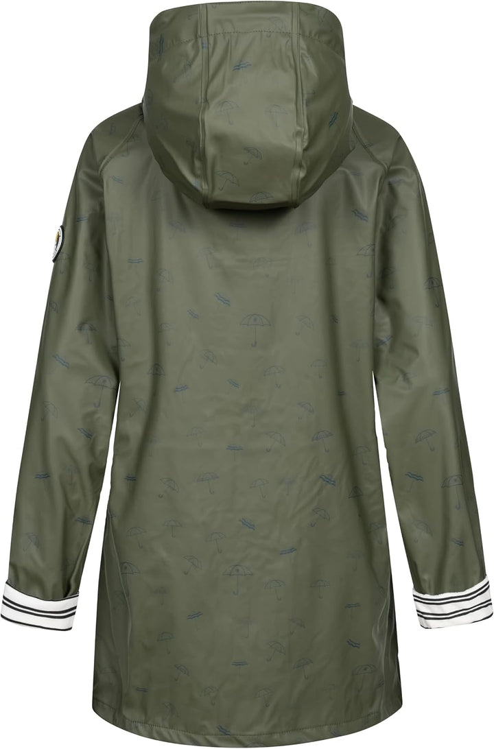 Ankerglut Damen Damen Friesennerz Regenmantel Regenjacke mit Kapuze Gefüttert Wasserdicht Wetterfest