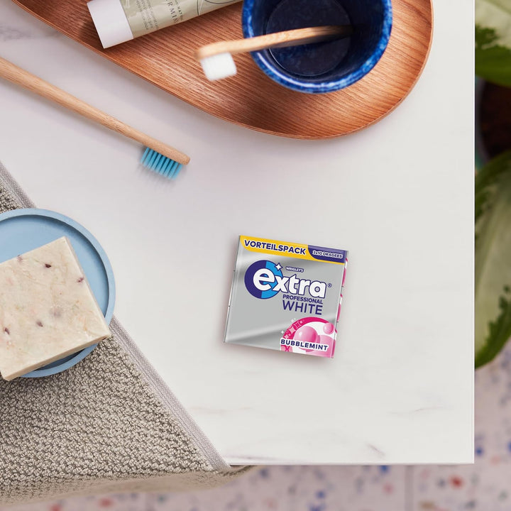 Extra Professional White Bubblemint, Zuckerfreier Kaugummi, Multipack mit 3x10 Dragees, Für frischen