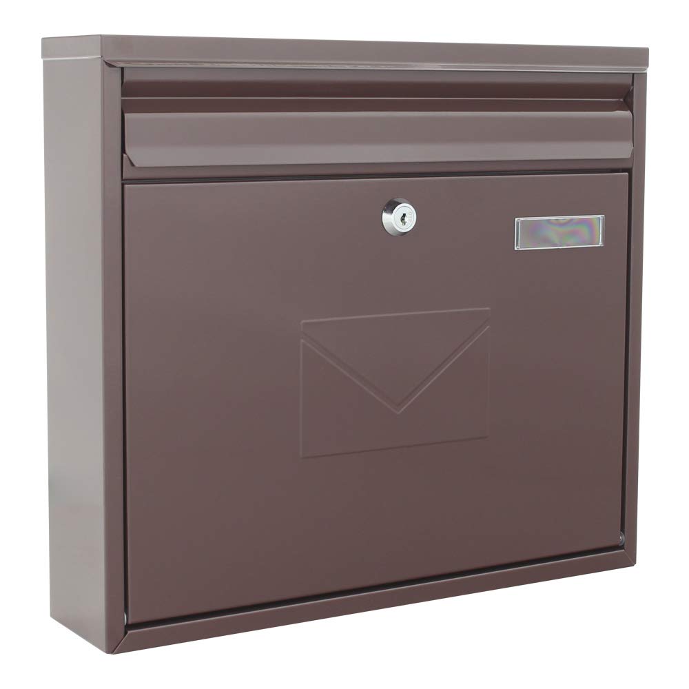Rottner 4771 Briefkasten Teramo-braun-Zylinderschloss-Namensschild-beidseitiger Einwurf-Befestigungs