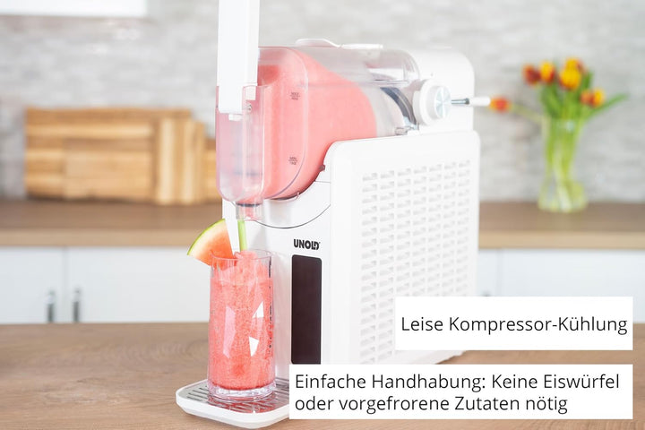 Unold 48940 Slush-Eismaschine Susi mit Kompressor ca. 2 L 5 Programme für Slushies, Frozen Cocktails