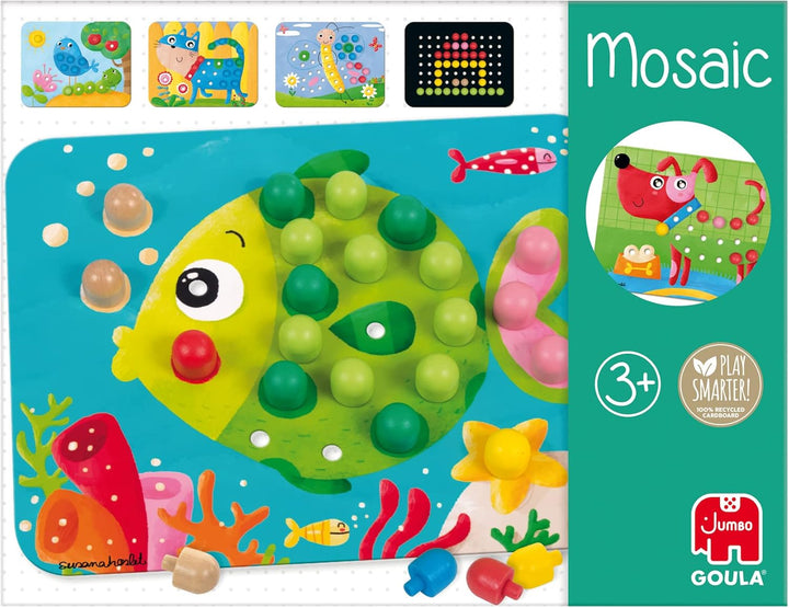 Jumbo Spiele D53136 - GOULA Mosaik Spiel Holzspielzeug für Kleinkinder, Ab 3 Jahren