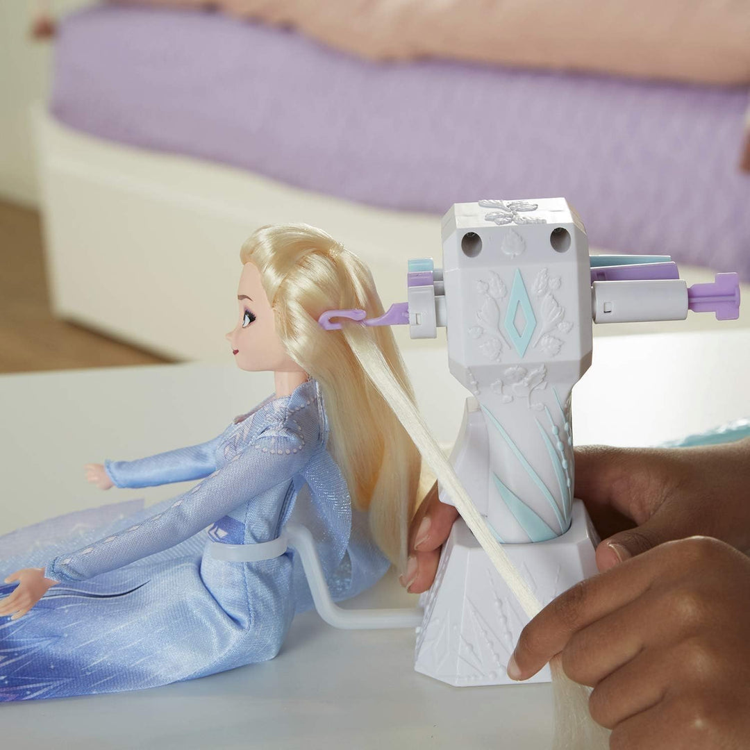 Disney Die Eiskönigin Flechtspass Elsa Puppe mit extralangem, blondem Haar, Styler und Haarclips – S